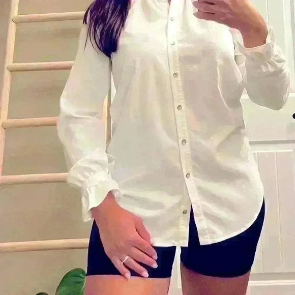 COPY - Cremieux No Collar White Button Down Shirt with ruffled sleeves Women XS - Picture 2 of 11